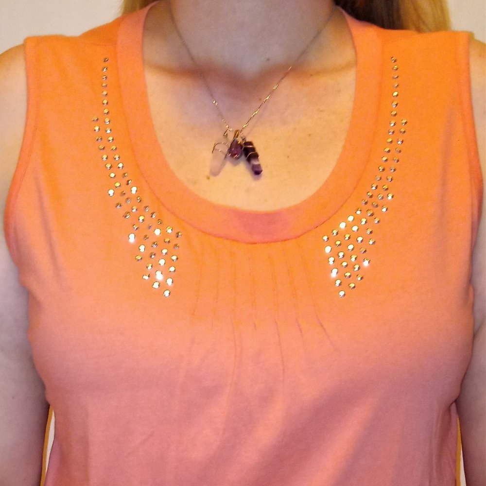 Lot of 2 Basic Editions Tops. Coral Tank Size XL. Blue Stripped Tank Size XXL.